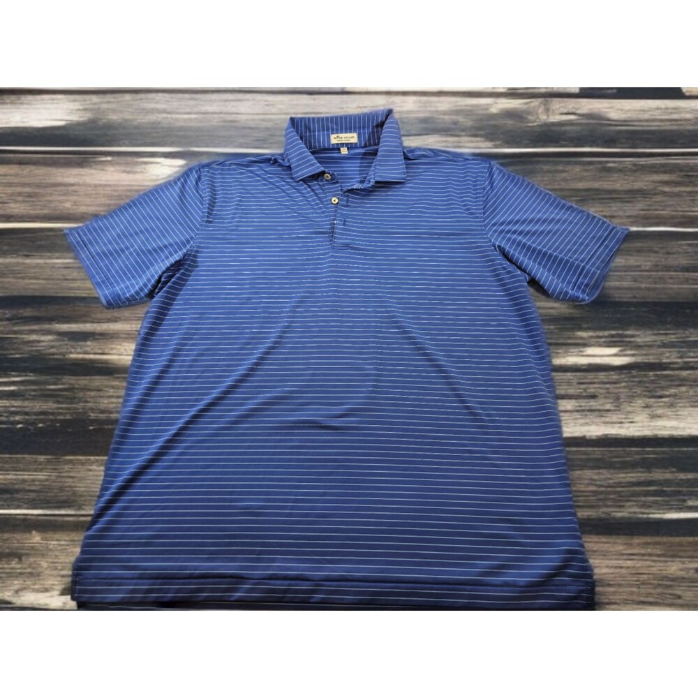 Mens XL Peter Millar Summer Comfort Blue Stripe Short Sleeve Polo Shirt Tee Golf